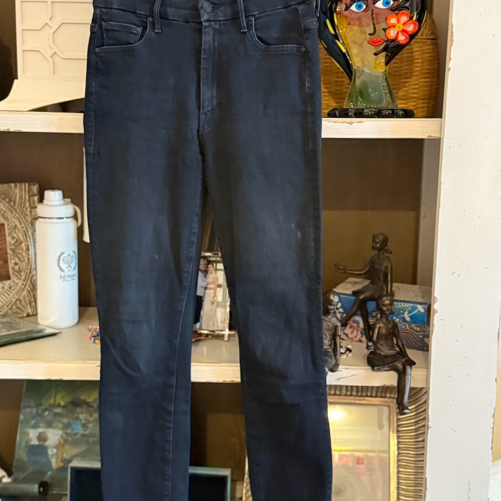 MOTHER jeans black size 26 high waisted looker blackbird star back pocket - Picture 4 of 7